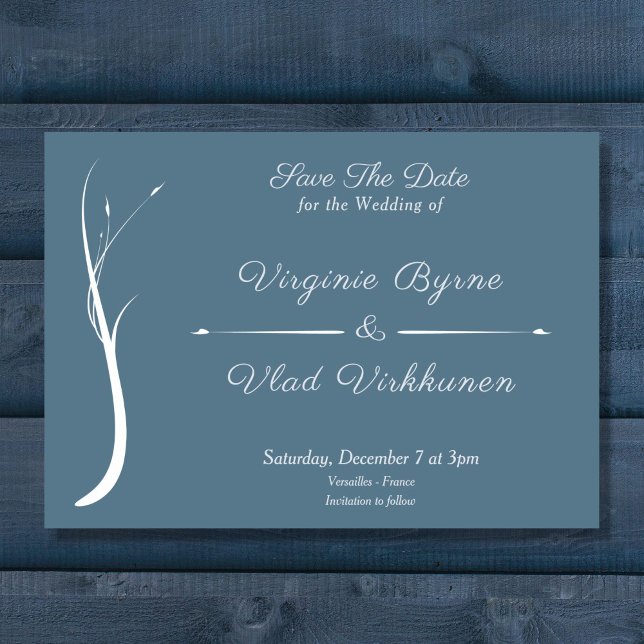 Bröllop Dagen Dammtorrt Blått Spara Datum Inbjudningar (Dusty Blue Wedding Save The Date Invitation)