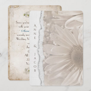 bröllop daisy i Sepia med sliten pappra kant Inbjudningar