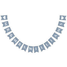 Bröllop Dammig Blå Herr & Fru 8 Bokstäver Namn Enk Vimplar