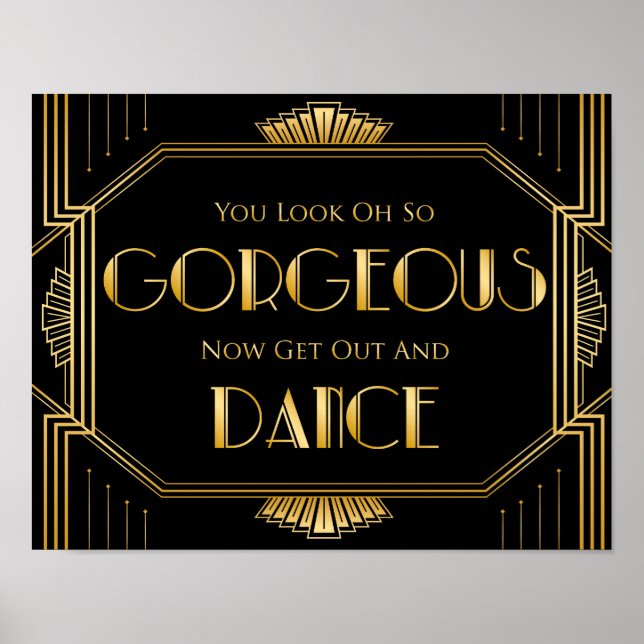 Bröllop Dance Golv Sign | Gatsby Art Deco Poster (Framsidan)