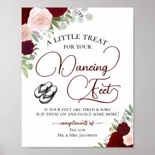 Bröllop Dancing Feet Flinflip flops Red & Rosa ros Poster
