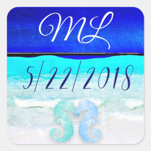 Bröllop Date Bride and Groom Initialer Stickers Fyrkantigt Klistermärke