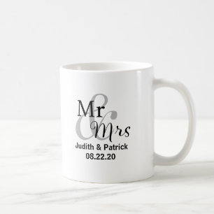 Bröllop Date med Bride & Groom Namn Kaffemugg