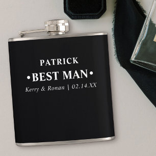 Bröllop Date och Namn Black Personlig Best Man Fickplunta