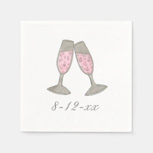 Bröllop Date Rosa Champagne Möhippa Napkins Pappersservett