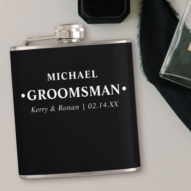 Bröllop Datum och Namn Personlig Groomsman Fickplunta (Wedding Gift for Groomsman)