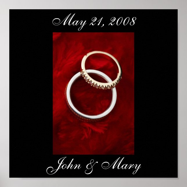 Bröllop-datum Poster upp till 15 x 15 (Framsidan)