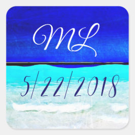 Bröllop-datumbrickor och Groom-stickers Fyrkantigt Klistermärke