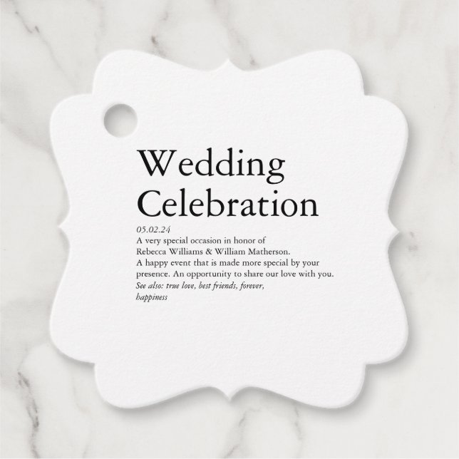 Bröllop Definition party Gåvor Etiketter (Framsida)