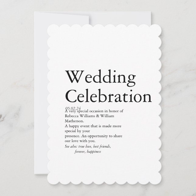 Bröllop Definition party Tack Kort (Framsida)