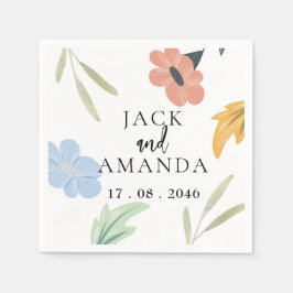 Bröllop Dekoration Napkin med yppig färgstark Blom Pappersservett