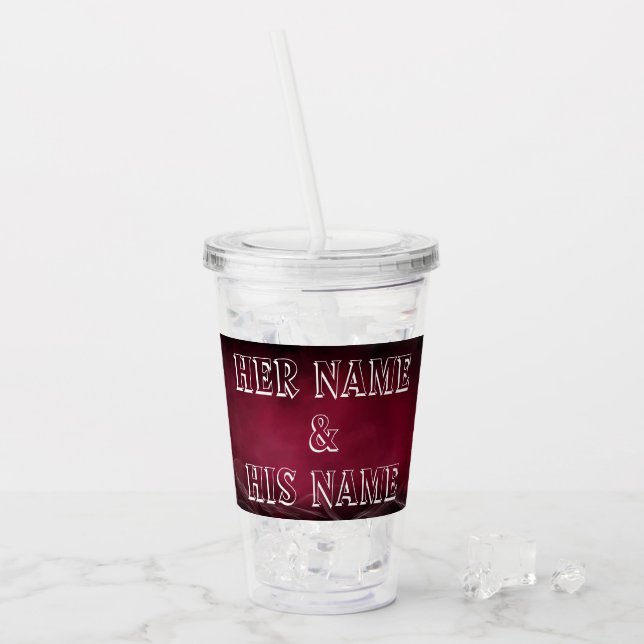 Bröllop Design 16 oz akryltuggare med straw Take Away Mugg (Framsida Ice)