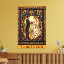 Bröllop-design i traditionellt lagrat glas canvastryck