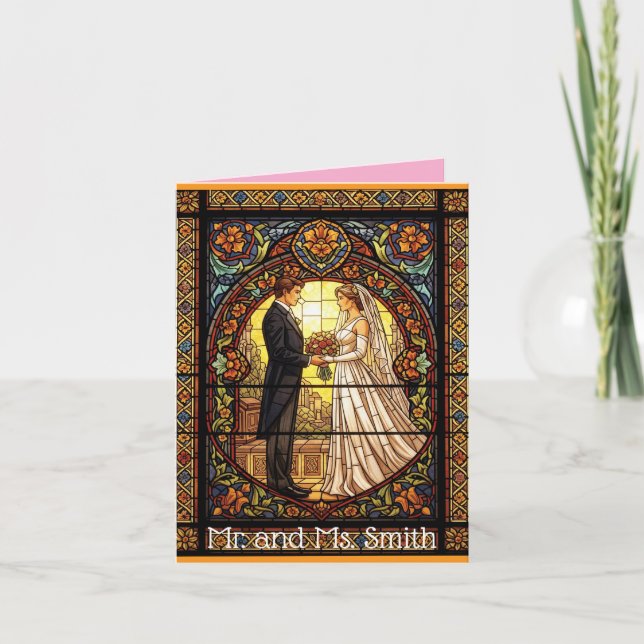 Bröllop-design i traditionellt lagrat glas inbjudan (Framsida)