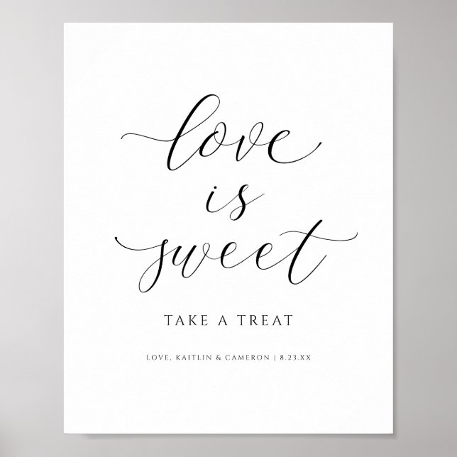Bröllop Dessert Sign Kärlek är Sweet Candy Buffet Poster (Framsidan)