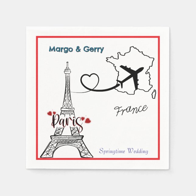 Bröllop destination i utlandet - Paris, Frankrike Pappersservett (Framsidan)