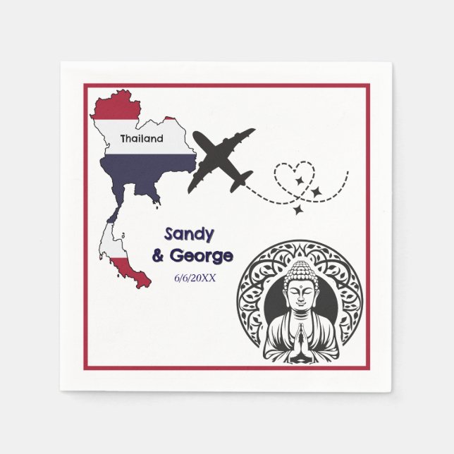 Bröllop destination i utlandet - Thailand Pappersservett (Framsidan)