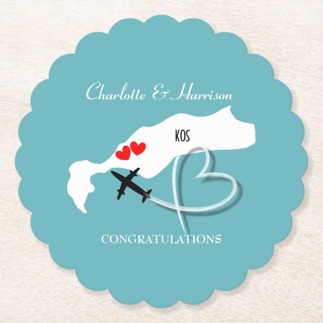 Bröllop Destination Kos Underlägg Papper (Framsida)