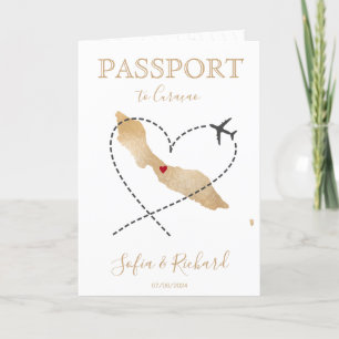 Bröllop Destination Passport Curaçao World MaP Inbjudan