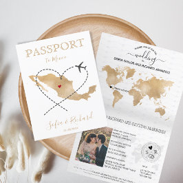 Bröllop Destination Passport Mexico World MaP Inbjudan