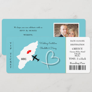 Bröllop Destination Rhodes Biljett Inbjudningar