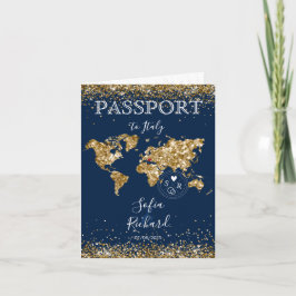 Bröllop Destinationskort Passport Guld World Map B Inbjudan