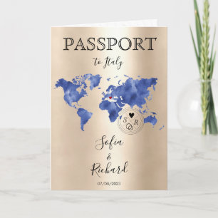 Bröllop Destinationskort Passport Guld World Map B Inbjudan