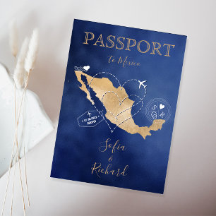 Bröllop Destinationskort Passport Guld World Map M Inbjudan