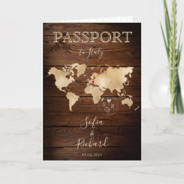 Bröllop Destinationskort Passport Guld World Map R Inbjudan
