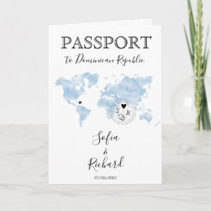 Bröllop Destinationspass Blue World Map Invita Inbjudan