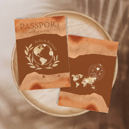 Bröllop-destinationspass för bränd Orange Inbjudan