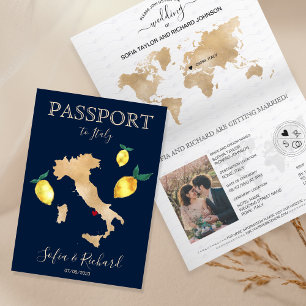 Bröllop Destinationspass Guld Capri Italien Inbjudan