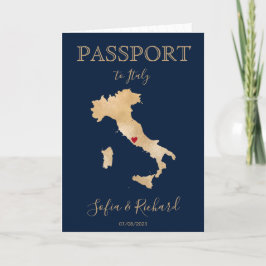 Bröllop-destinationspass Guld Karta Italien Inbjudan