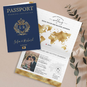 Bröllop Destinationspass Guld World Map Greece Inbjudan
