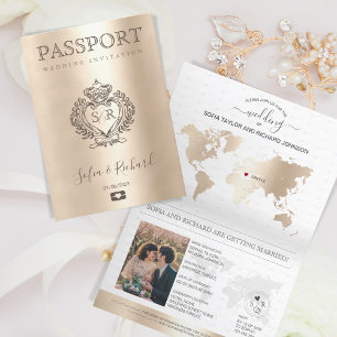 Bröllop Destinationspass Guld World Map Greece Inbjudan