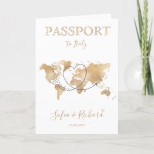 Bröllop Destinationspass Guld World Map Invita Inbjudan