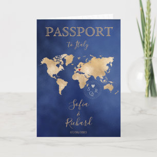 Bröllop Destinationspass Guld World Map Invita Inbjudan