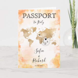 Bröllop Destinationspass Guld World Map Invita Inbjudan