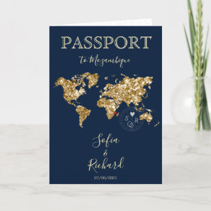 Bröllop Destinationspass Guld World Map Invita Inbjudan