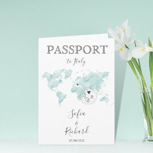 Bröllop Destinationspass Guld World Map Invita Inbjudan