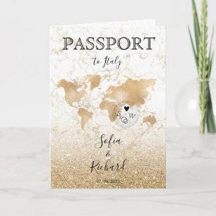Bröllop Destinationspass Guld World Map Invita Inbjudan