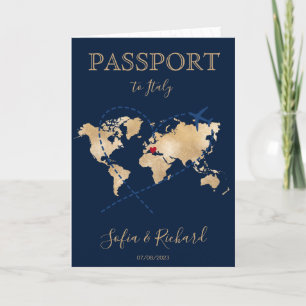 Bröllop Destinationspass Guld World Map Invita Inbjudan