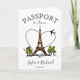 Bröllop Destinationspass Paris Frankrike Eiffel Inbjudan