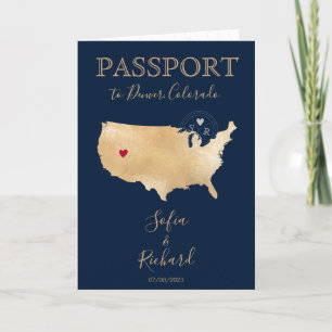 Bröllop Destinationspass US Karta Colorado Inbjudan