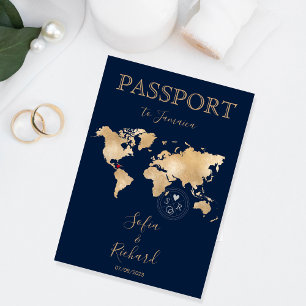 Bröllop Destinationspass World Map JAMAICA Inbjudan