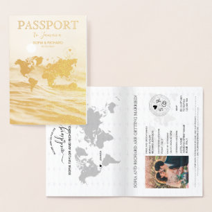 Bröllop Destinationspass World Map JAMAICA Inv. Folierat Kort
