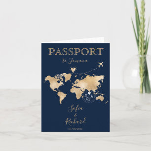 Bröllop Destinationspass World Map JAMAICA Inv. Inbjudan