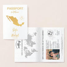 Bröllop Destinationspass World Map Mexico Foil