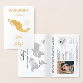 Bröllop Destinationspass World Map Mexico Foil Folierat Kort