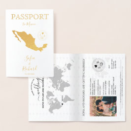 Bröllop Destinationspass World Map Mexico Folierat Kort